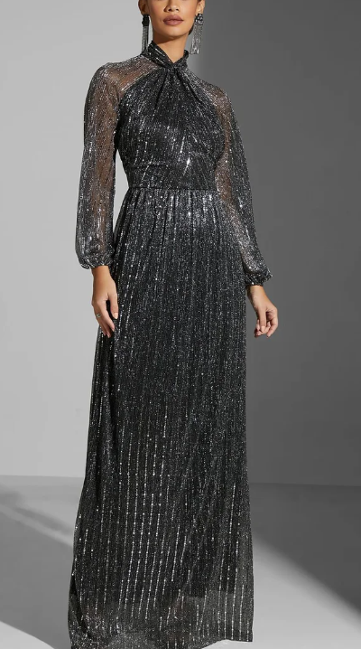 Shimmer Twist Front Gown By Zena Louay